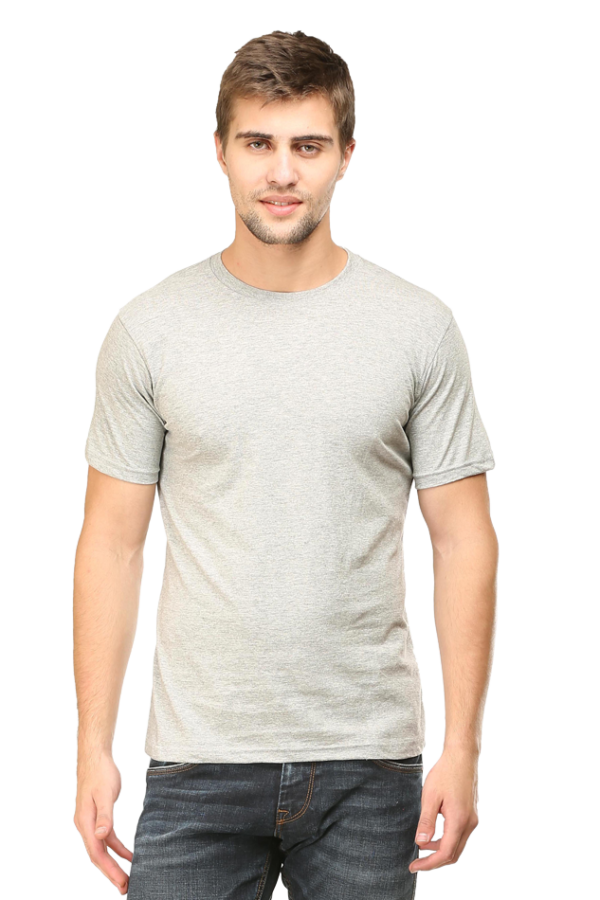 Grey Melange Color Round Neck Half Sleeve Classic T-Shirt