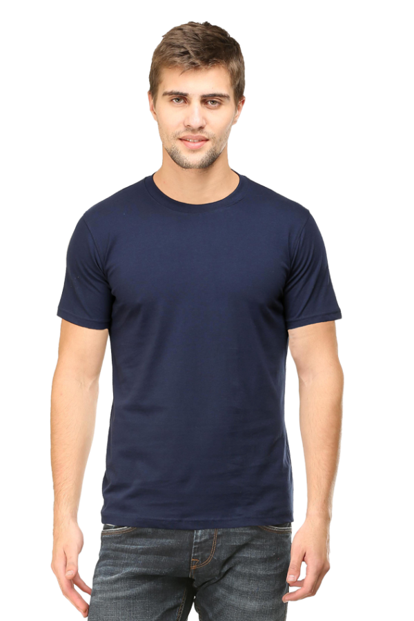 Navy Blue Color Round Neck Half Sleeve Classic T-Shirt