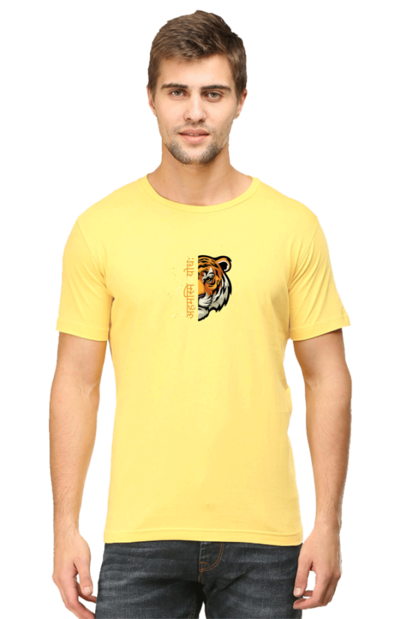 अहमस्मि योधः | I am a warrior | Yellow & Golden Yellow Round Neck Half Sleeve Classic - Image 2