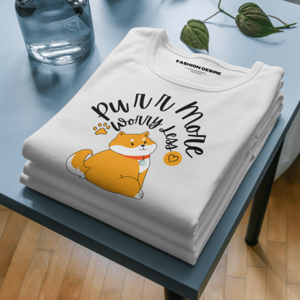 Purr More Worry Less - 2 | Cat Lovers | Classic Crew T-Shirt - Image 2