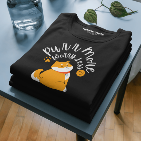 Purr More Worry Less | Cat Lovers |  Classic Crew T-Shirt - Image 5