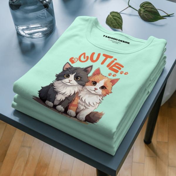 Cutie | Cat Lovers | Classic Crew T-Shirt - Image 7