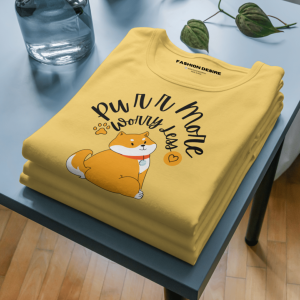 Purr More Worry Less - 2 | Cat Lovers | Classic Crew T-Shirt - Image 3