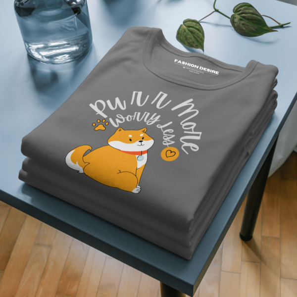 Purr More Worry Less | Cat Lovers |  Classic Crew T-Shirt - Image 2