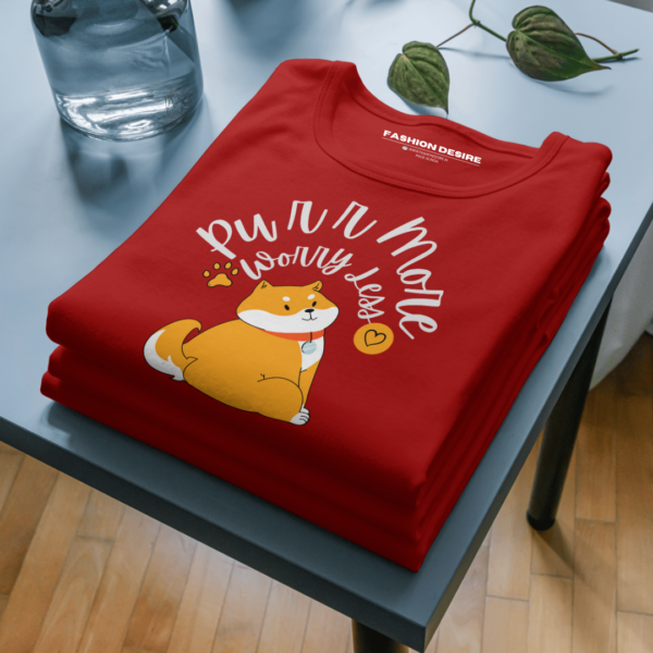 Purr More Worry Less | Cat Lovers |  Classic Crew T-Shirt - Image 3